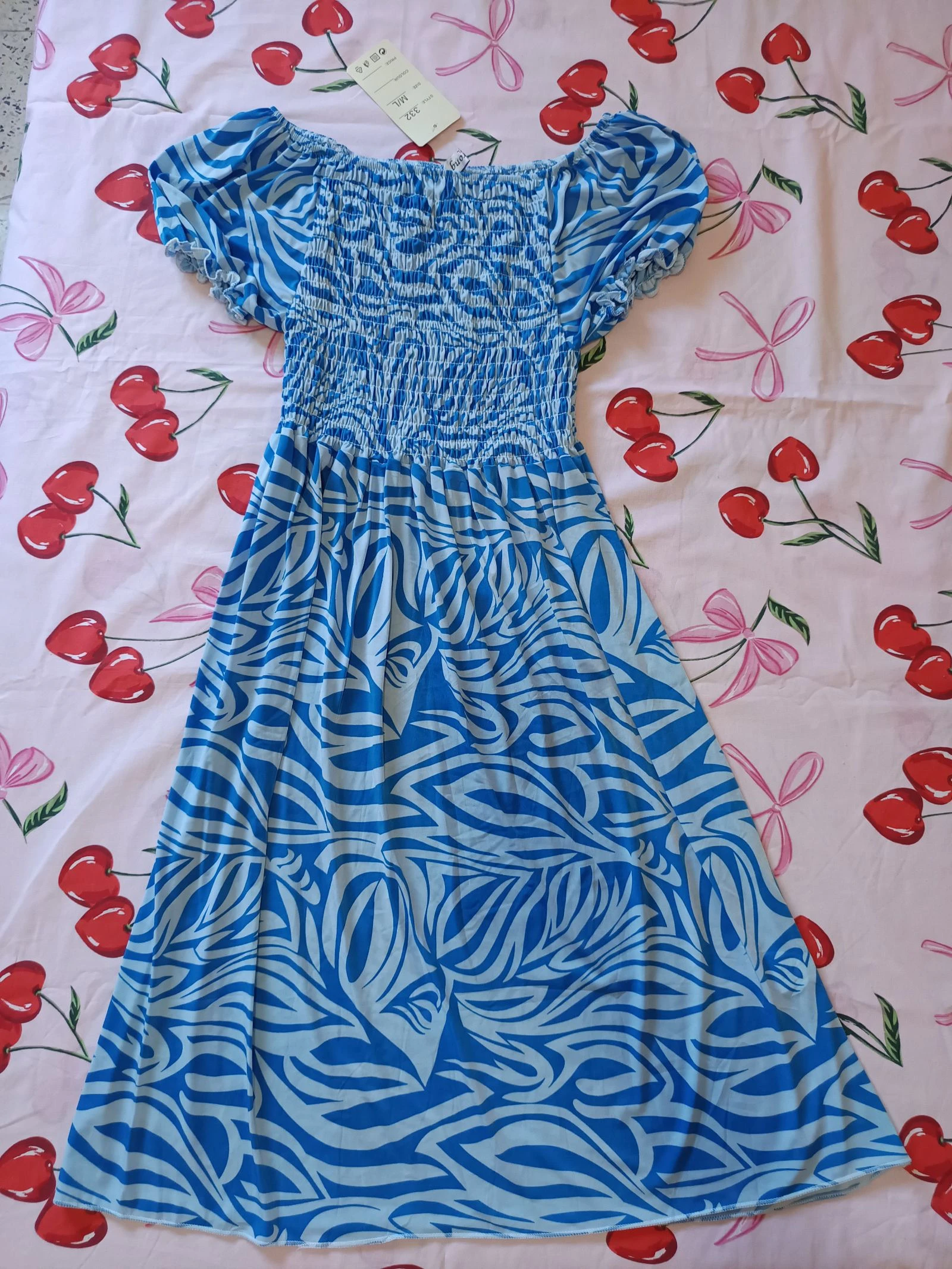 Vestido Azul Estampado Psicodélico Nuevo Talla única | Robe blue Psychédélique Neuf